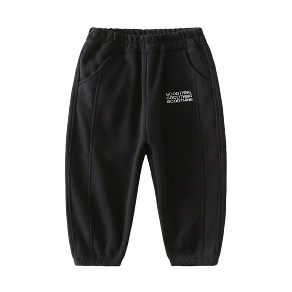 SonxaHe Pants for Infant Boys' Fleece Lined Thermal Athletic Jogger Warm Soft Comfortable Casual Sweatpants for Teens Black,Size 18-24 M