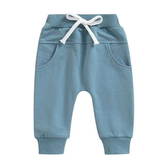 SonxaHe Pants for Newborn Boys' Stretch Waist Jogger Child Soft Comfortable Sports Casual Trousers for Spring Blue,Size 0-6 M