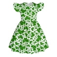 thumbnail image 1 of SonxaHe St. Patrick's Day Dress for Toddler Girl Short Sleeve Leaf Print Dresses Children Holiday Flowy Cozy Dress Green,Size 4-5 Y, 1 of 3