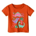 thumbnail image 1 of SonxaHe T Shirt for Toddler Girl Cartoon Dinosaur Short Sleeve Tshirt Kids Fashion Summer Comfortable Durable Tees Orange,Size 2-3 Y, 1 of 3
