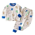 thumbnail image 1 of SonxaHe Toddler Boy Girl Outfits Cartoon Prints Long Sleeve Tshirt Pants Child Home Wear Autumn Winter Sleepwear Outfits Blue,Sized 2-3, 1 of 3