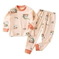 thumbnail image 1 of SonxaHe Toddler Boy Girl Outfits Cartoon Prints Long Sleeve Tshirt Pants Child Home Wear Autumn Winter Sleepwear Outfits Orange,Sized 4-5, 1 of 3