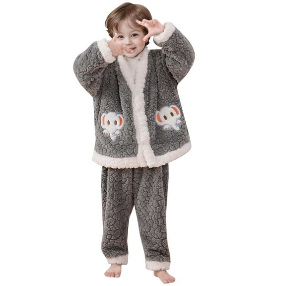 SonxaHe Toddler Boy Girl Outfits Flannel Fuzzy Button Shirt Pants Child Fleece Warm Soft Homewear Winter Outfit Set Red,Sized 2-3