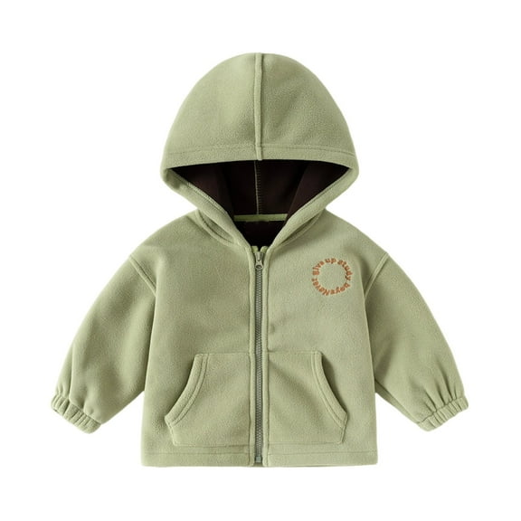 SonxaHe Toddler Boy Jacket Fleece Long Sleeve Zipper Hooded Outerwear Kids Warm Soft Windproof Winter Jacket Green,Sized 2-3