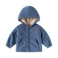 thumbnail image 1 of SonxaHe Toddler Boy' Jackets Fleece Warm Zip Up Hooded Jackets Children Athletic Outdoor Autumn Winter Windproof Coats Blue,Sized 2-3, 1 of 8