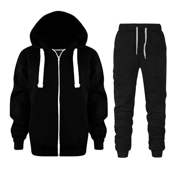 SonxaHe Toddler Boy Outfit Set Zip Up Long Sleeve Hooded Sweatshirt Pants Kids Sports Fall Winter Outfits Black,Sized 4-5