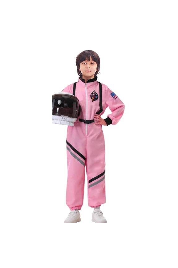 Toddler Boy Suit for Role Play Embroidered Long Sleeve Zip Coverall Kids Carnival Performance Space Party Outfits Pink,Size 3-4 Y