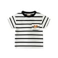 thumbnail image 1 of SonxaHe Toddler Boy T Shirt Short Sleeve Crew Neck Striped Graphic Tshirt Summer Durable Activewear Clothes White, 1 of 3