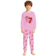 thumbnail image 1 of SonxaHe Toddler Boy Valentine's Day Outfits Six Seven Print Long Sleeve Soft Tshirt Pants Sleepwear Loose Comfy Nightwear Outfits Pink,Sized 4-5, 1 of 3