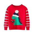 thumbnail image 1 of SonxaHe Toddler Boy's Christmas Sweaters Dinosaur Print Long Sleeved Knit Top Kids Fleece Lined Warm Holiday Winter Sweater Red,Sized 3-4, 1 of 5