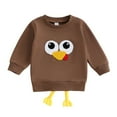 thumbnail image 1 of SonxaHe Toddler Boy's Sweatshirt Cute Embroidered Long Sleeve Pullover Top Baby Comfy Fall Casual Sweatshirts Brown,Sized 3-4, 1 of 8