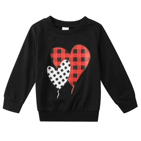 SonxaHe Toddler Boy's Sweatshirt Heart Prints Long Sleeve Pullover Tops Kids Soft School Sports Outdoor Sweatshirts Black,Sized 3-4