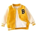 thumbnail image 1 of SonxaHe Toddler Boys Bomber Jacket Fleece Lined Warm Thickened Cozy Soft Athletic Fall Winter Outerwear Jacket Yellow,Sized 2-3, 1 of 8