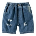 thumbnail image 1 of SonxaHe Toddler Boys' Denim Shorts Elastic Waist Loose Cargo Shorts with Pockets Kids Stylish Cozy Retro Jeans Blue,Size 2-3 Y, 1 of 4