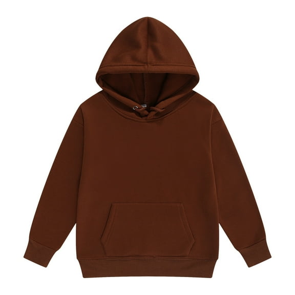 SonxaHe Toddler Boys Girls Hoodie Long Sleeve Relaxed Solid Warm Winter Unisex Hooded Sweatshirts Brown,Sized 4-5