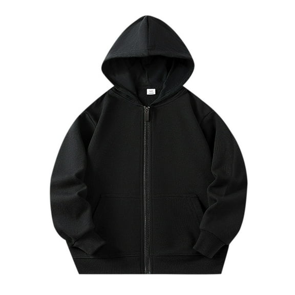 SonxaHe Toddler Boys' Girls Hoodie Long Sleeve Zipper Solid Oversized Comfy Thin Unisex Hooded Sweatshirts Black,Sized 2-3