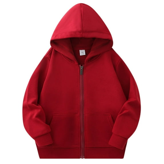 SonxaHe Toddler Boys' Girls Hoodie Long Sleeve Zipper Solid Oversized Comfy Thin Unisex Hooded Sweatshirts Red,Sized 3-4