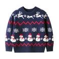 thumbnail image 1 of SonxaHe Toddler Boys Girls Sweaters Long Sleeved Christmas Cartoon Snowman Knit Sweaters Kids Loose Holiday Winter Sweater Blue,Sized 3-4, 1 of 5