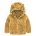 thumbnail image 1 of SonxaHe Toddler Boys Girls Winter Coat Flannel Warm Cute Ear Hooded Zip Coats Child Fleece Thick Soft Outerwear Coats Brown,Sized 3-4, 1 of 7