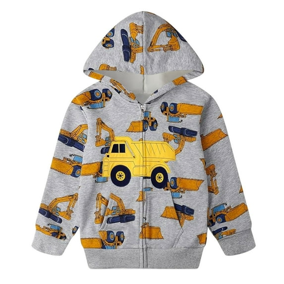 SonxaHe Toddler Boys Hooded Sweatshirt Solid Long Sleeve Full Zipper Outerwear Comfy Loose Hoodie Coat Orange,Sized 4-5