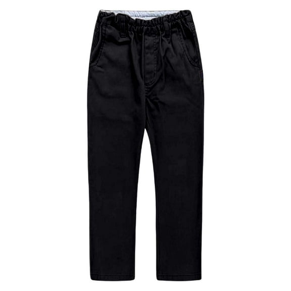 SonxaHe Toddler Boys' School Pants Elastic Waist Straight Leg Trousers Children Formal Classic Pants Black,Sized 3-4