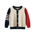 thumbnail image 1 of SonxaHe Toddler Boys Sweaters Button Color Block Cable Knit Cardigan Kids School Soft Warm Fall Winter Sweater Red,Sized 3-4, 1 of 3