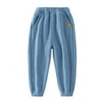 thumbnail image 1 of SonxaHe Toddler Girl Boy Pants Lined Elastic Waist Solid Comfy Thermal Winter Outdoor Trousers Blue,Sized 3-4, 1 of 3