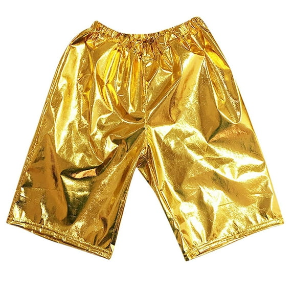 SonxaHe Toddler Girl Boy Shorts Elastic Waist Dancewear Shiny Hot Shorts Kids Athletic Party Unisex Shorts Yellow,Sized 4-5