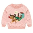 thumbnail image 1 of SonxaHe Toddler Girl Boy Sweatshirt Christmas Reindeer Print Long Sleeve Holiday Cozy Party Loose Fall Winter Sweatshirt Pink,Sized 2-3, 1 of 2