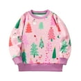 thumbnail image 1 of SonxaHe Toddler Girls' Sweatshirt Christmas Cartoon Print Long Sleeve Holiday Top Soft Cozy Loose Fall Winter Sweatshirts Pink,Sized 3-4, 1 of 7