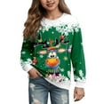 thumbnail image 1 of SonxaHe Toddler Girl' Christmas Sweatshirt Reindeer Print Long Sleeve Cozy Stylish Winter Holiday Party Loose Sweatshirts Green,Sized 3-4, 1 of 3