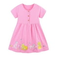 thumbnail image 1 of SonxaHe Toddler Girl Dress Polka Embroidered Short Sleeve A-Line Dress Child Summer Cotton Comfortable Party Dresses Pink,Size 2-3 Y, 1 of 7