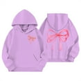 thumbnail image 1 of SonxaHe Toddler Girl Hooded Sweatshirt Cute Bow Print Long Sleeve Soft Fleece Loose Autumn Winter Hoodie Sweatshirt Purple,Sized 3-4, 1 of 2