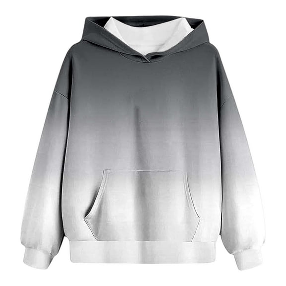 SonxaHe Toddler Girl Hooded Sweatshirt Gradient Long Sleeve Oversized Top Comfy Sports Fall Hoodie with Pocket Black,Sized 4-5