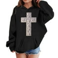 thumbnail image 1 of SonxaHe Toddler Girl Hooded Sweatshirt Long Sleeve Cross Prints Comfy Fall Winter Drop Shoulder Hoodie Black,Sized 3-4, 1 of 3