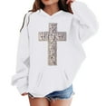 thumbnail image 1 of SonxaHe Toddler Girl Hooded Sweatshirt Long Sleeve Cross Prints Comfy Fall Winter Drop Shoulder Hoodie White,Sized 2-3, 1 of 3