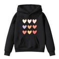 thumbnail image 1 of SonxaHe Toddler Girl Hooded Sweatshirt Long Sleeve Love Print Soft Comfy Overiszed Autumn Hoodie with Pocket Black,Sized 3-4, 1 of 3