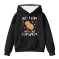 thumbnail image 1 of SonxaHe Toddler Girl Hooded Sweatshirts Capybara Print Long Sleeve Pullover Tops withpocket Loose Cozy Fall Winter Hoodies Black,Sized 4-5, 1 of 3