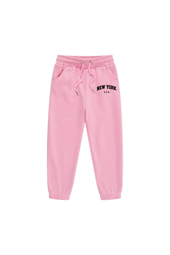 Toddler Girl Pants Fleece Warm Drawstring Stretchy Waist Athletic Jogger Pants Kids Sports Wear Comfy Loose Sweatpants Pink,Sized 2-3