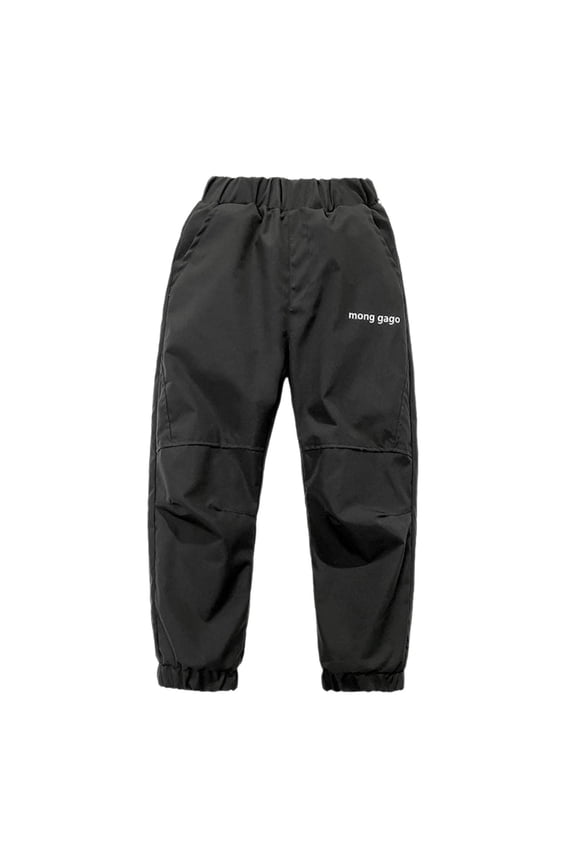 Toddler Girl Snow Pants Lined Winter Windproof Trousers Kids Outdoor Thermal Softshell Pants Black,Sized 4-5