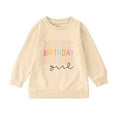 thumbnail image 1 of SonxaHe Toddler Girl Sweatshirt Birthday Letter Print Long Sleeve Causal T Shirt Kids Loose Thin Sweatshirt Beige,Sized 2-3, 1 of 6