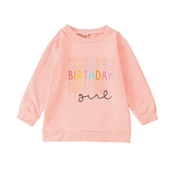 SonxaHe Toddler Girl Sweatshirt Birthday Letter Print Long Sleeve Causal T Shirt Kids Loose Thin Sweatshirt Red,Sized 2-3