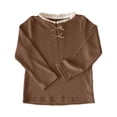thumbnail image 1 of SonxaHe Toddler Girl Tshirt Bow Ruffled Long Sleeve Elegant Thermal Shirt Kids Style Fall Winter Casual Tshirt Brown,Sized 3-4, 1 of 2