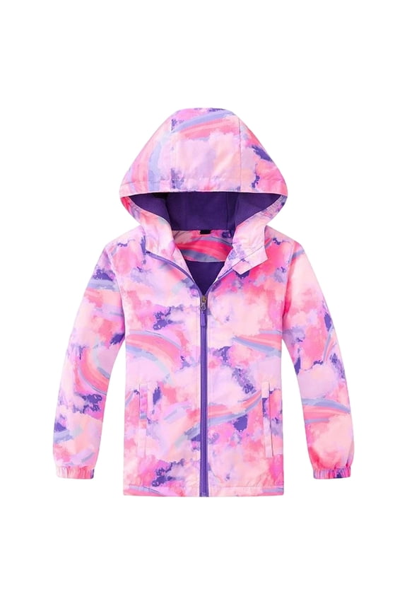 Toddler Girl Windbreaker Jacket Fleece Lined Zip Warm Thickened Raincoat Outdoor Hooded Softshell Jackets Pink,Sized 2-3