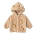 thumbnail image 1 of SonxaHe Toddler Girl' Winter Coats Flannel Warm Thickened Hooded Coat Child Stylish Comfy Soft Outerwear Coats Beige,Sized 4-5, 1 of 2