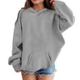 thumbnail image 1 of SonxaHe Toddler Girl's Hooded Sweatshirt Long Sleeve Letter Print Hoodie Kids Comfy Loose Streetwear Shirt Gray,Sized 4-5, 1 of 6