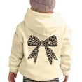 thumbnail image 1 of SonxaHe Toddler Girl's Hoodie Bow Printed Long Sleeve Oversized Sports Autumn Fall Hooded Sweatshirts Beige,Sized 3-4, 1 of 4
