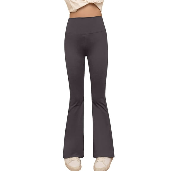 SonxaHe Toddler Girl's Pants High Waist Yoga Flared Leggings Kids Stretchy Soft Comfy Athletic Bottoms Trousers Gray,Sized 3-4