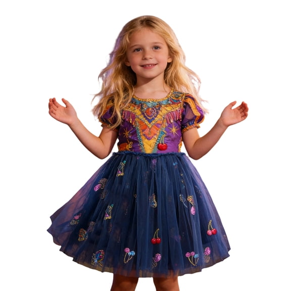 SonxaHe Toddler Girl's Skirt Stylish Floral Embroidery Tulle Skirt Kids Holiday Party Princess Ballet Skirts Blue,Sized 4-5