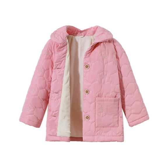 SonxaHe Toddler Girl's Winter Coat Lined Thick Warm Long Jackets Kids Warm Quilted Outerwear Winter Coat Pink,Sized 2-3
